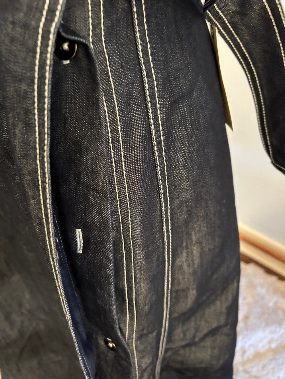 Pilcro Dark Indigo Denim A-Line Midi Skirt with Contrast Stitching - Picture 4 of 6